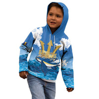Barbados Independence Day Kid Hoodie Gold Trident and Flying Fish - Wonder Print Shop