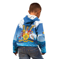 Barbados Independence Day Kid Hoodie Gold Trident and Flying Fish - Wonder Print Shop