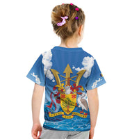 Barbados Independence Day Kid T Shirt Gold Trident and Flying Fish - Wonder Print Shop