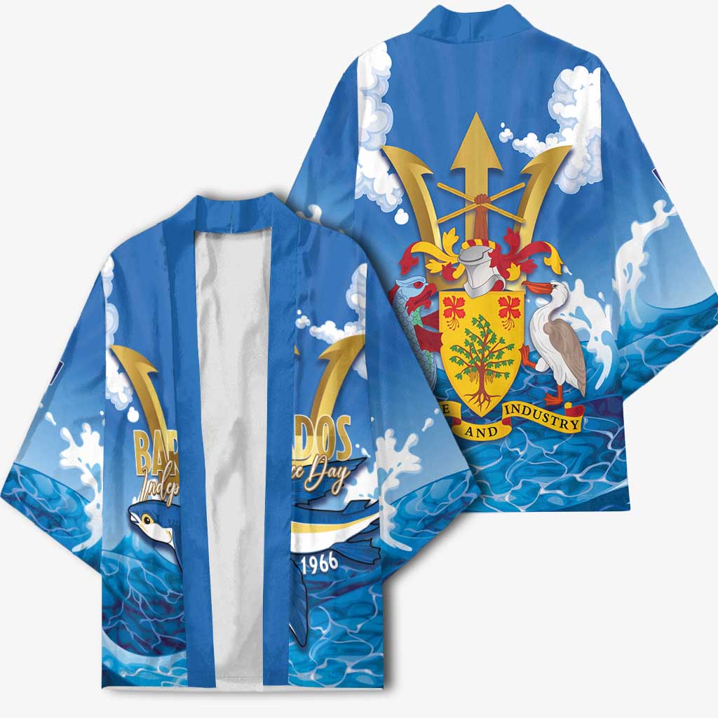 Barbados Independence Day Kimono Gold Trident and Flying Fish - Wonder Print Shop