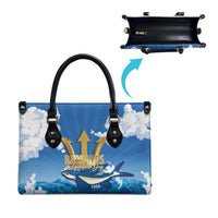 Barbados Independence Day Leather Bag Gold Trident and Flying Fish - Wonder Print Shop