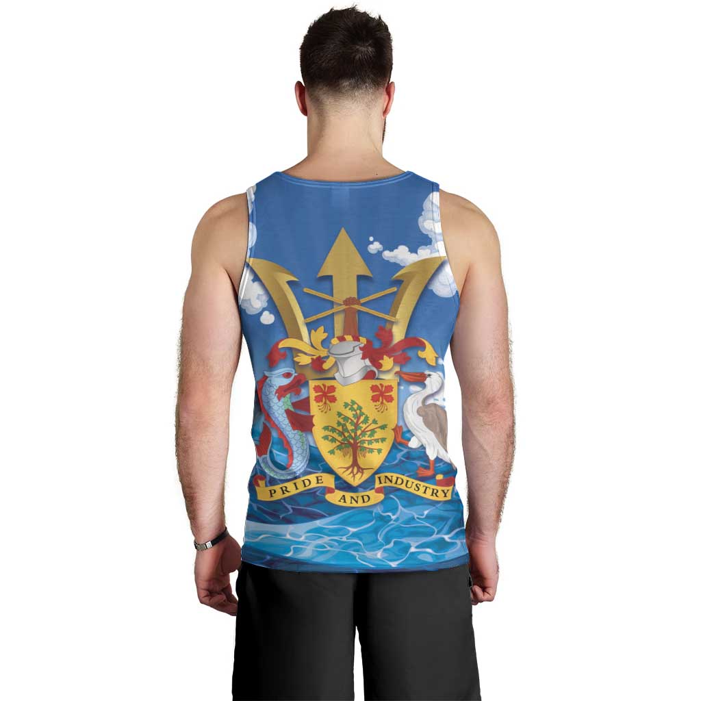 Barbados Independence Day Men Tank Top Gold Trident and Flying Fish - Wonder Print Shop
