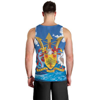 Barbados Independence Day Men Tank Top Gold Trident and Flying Fish - Wonder Print Shop