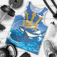 Barbados Independence Day Men Tank Top Gold Trident and Flying Fish - Wonder Print Shop