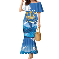 Barbados Independence Day Mermaid Dress Gold Trident and Flying Fish - Wonder Print Shop