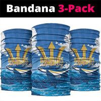 Barbados Independence Day Neck Gaiter Gold Trident and Flying Fish - Wonder Print Shop