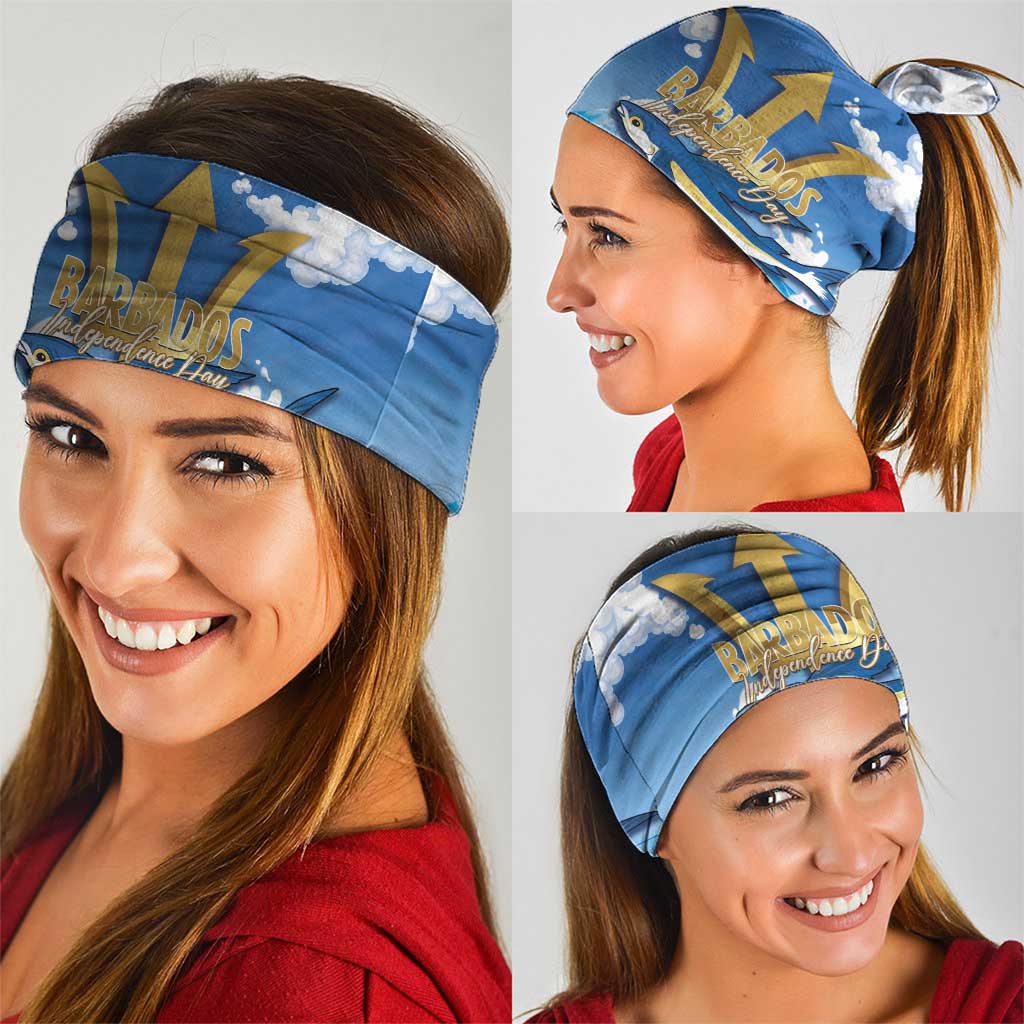 Barbados Independence Day Neck Gaiter Gold Trident and Flying Fish - Wonder Print Shop