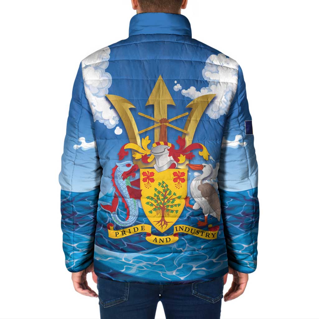 Barbados Independence Day Padded Jacket Gold Trident and Flying Fish - Wonder Print Shop