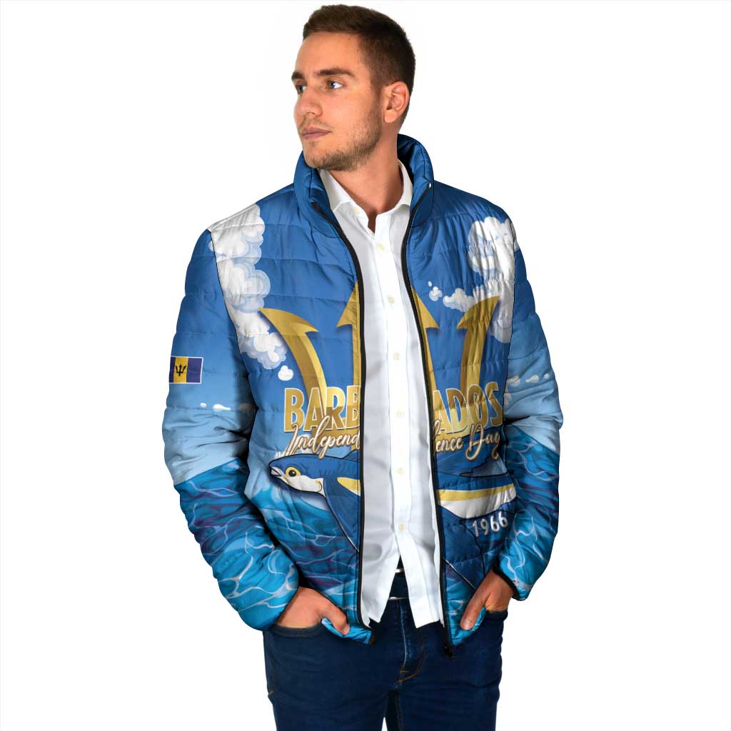 Barbados Independence Day Padded Jacket Gold Trident and Flying Fish - Wonder Print Shop