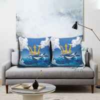 Barbados Independence Day Pillow Cover Gold Trident and Flying Fish - Wonder Print Shop