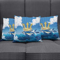 Barbados Independence Day Pillow Cover Gold Trident and Flying Fish - Wonder Print Shop
