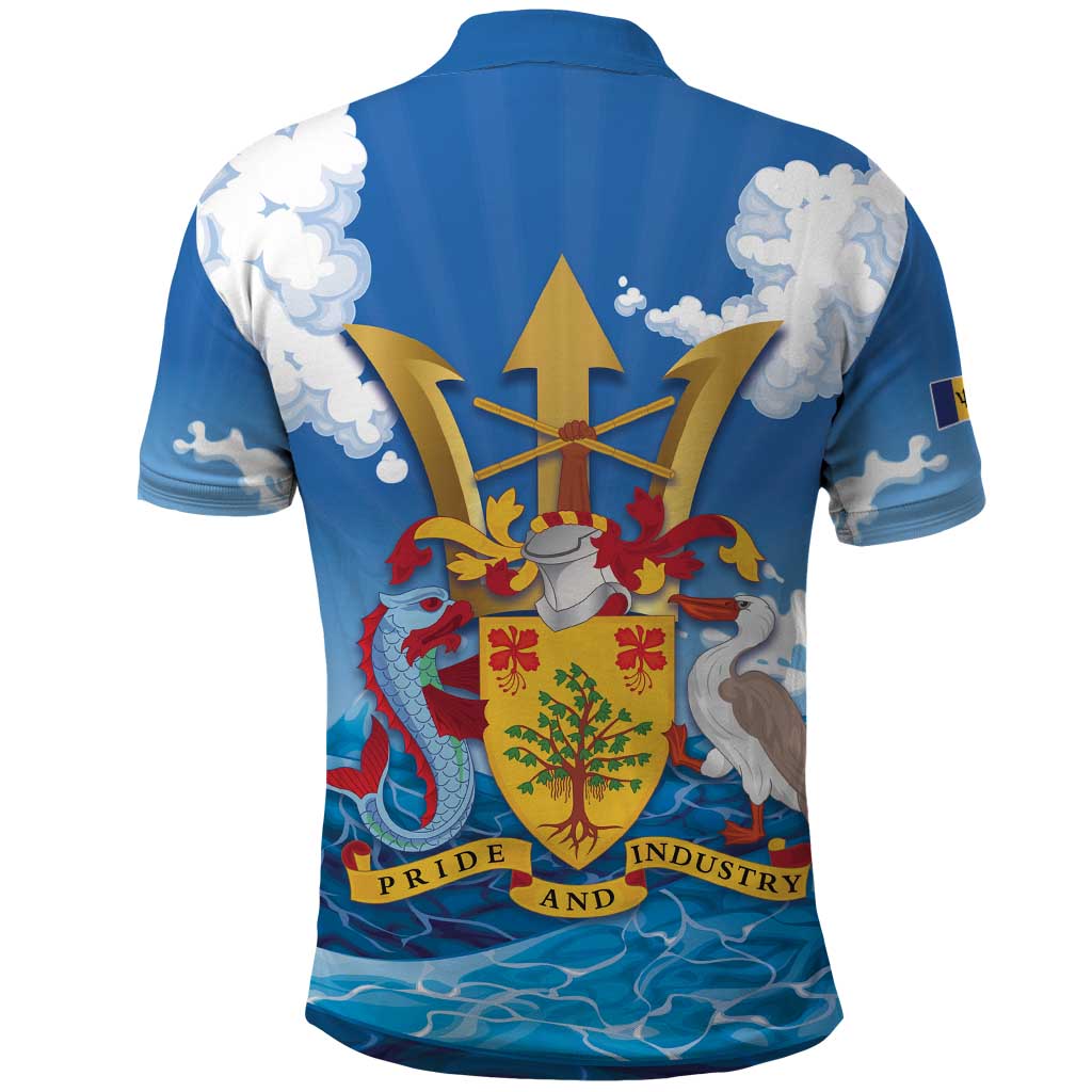 Barbados Independence Day Polo Shirt Gold Trident and Flying Fish - Wonder Print Shop