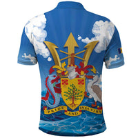 Barbados Independence Day Polo Shirt Gold Trident and Flying Fish - Wonder Print Shop