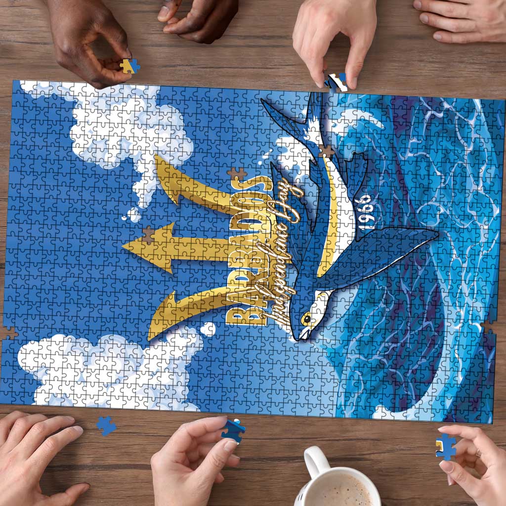 Barbados Independence Day Puzzle Gold Trident and Flying Fish - Wonder Print Shop