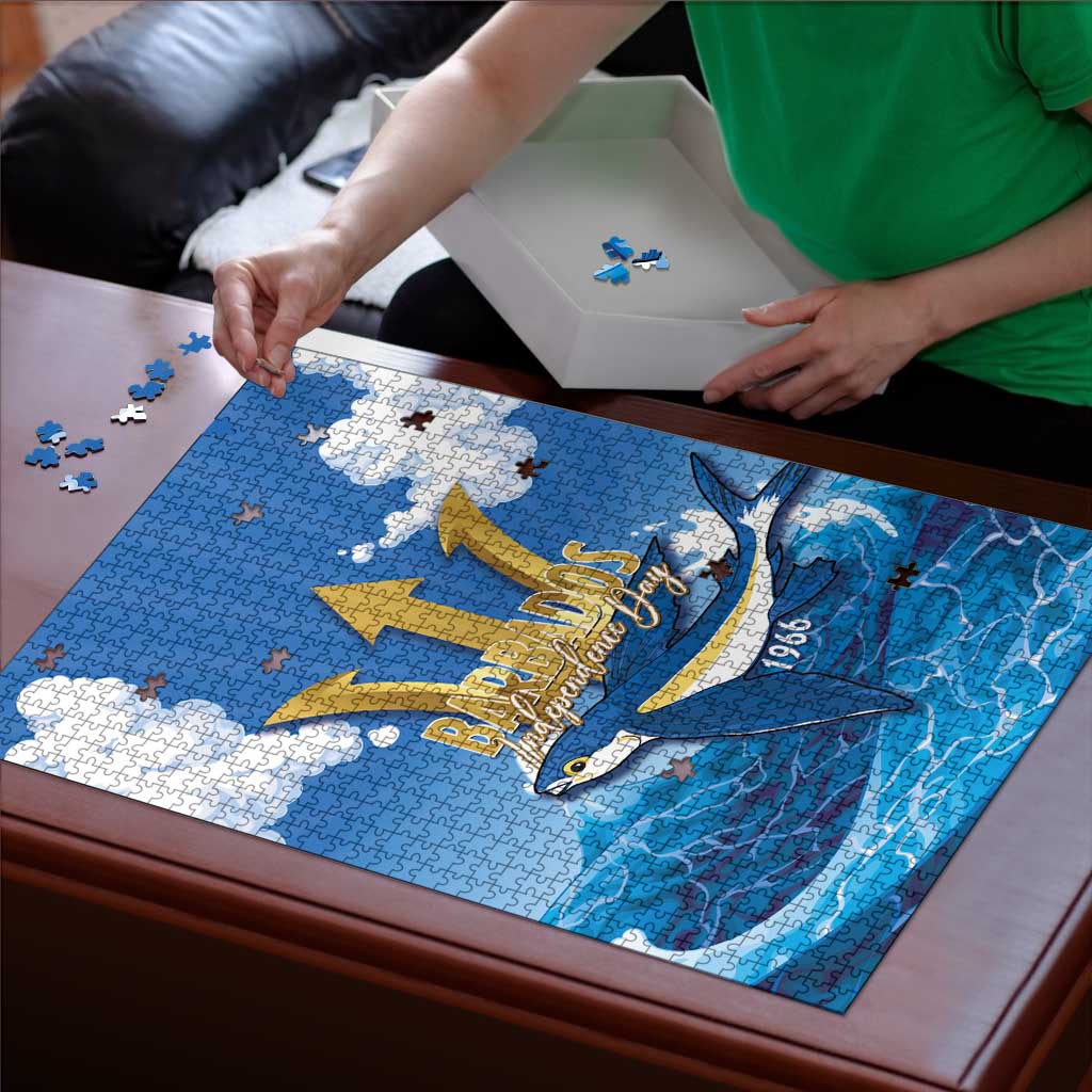 Barbados Independence Day Puzzle Gold Trident and Flying Fish - Wonder Print Shop