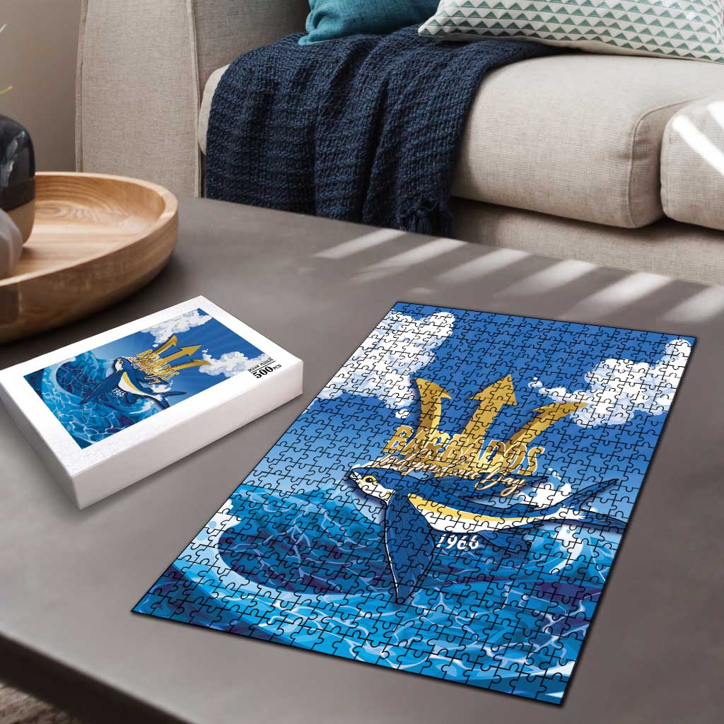 Barbados Independence Day Puzzle Gold Trident and Flying Fish - Wonder Print Shop