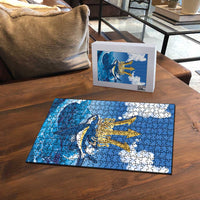 Barbados Independence Day Puzzle Gold Trident and Flying Fish - Wonder Print Shop