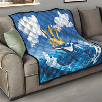 Barbados Independence Day Quilt Gold Trident and Flying Fish - Wonder Print Shop