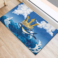 Barbados Independence Day Rubber Doormat Gold Trident and Flying Fish - Wonder Print Shop