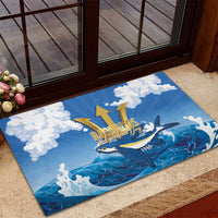 Barbados Independence Day Rubber Doormat Gold Trident and Flying Fish - Wonder Print Shop