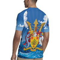 Barbados Independence Day Rugby Jersey Gold Trident and Flying Fish - Wonder Print Shop
