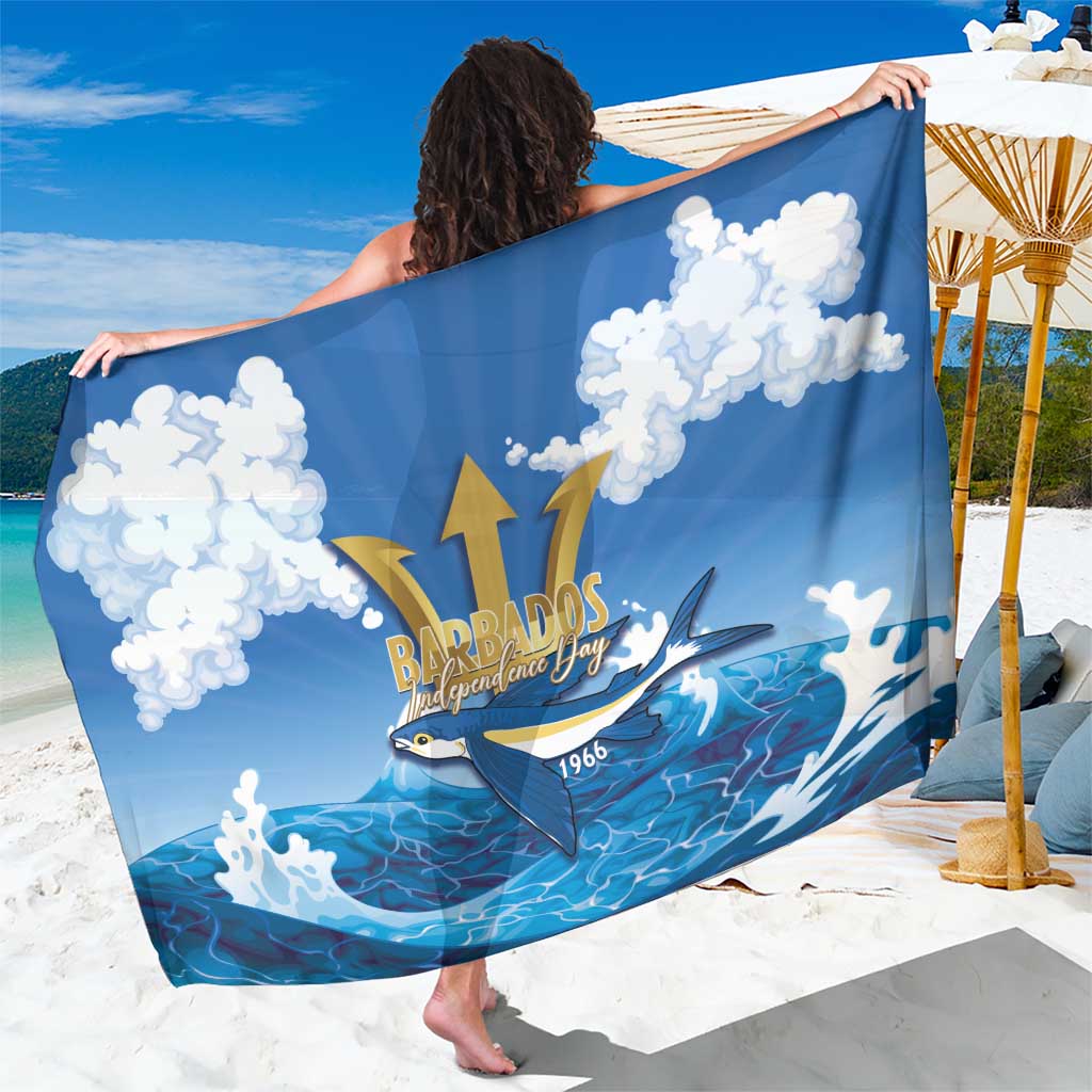 Barbados Independence Day Sarong Gold Trident and Flying Fish - Wonder Print Shop