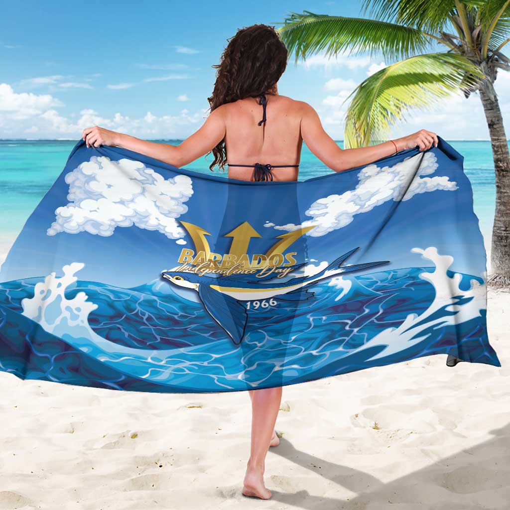 Barbados Independence Day Sarong Gold Trident and Flying Fish - Wonder Print Shop