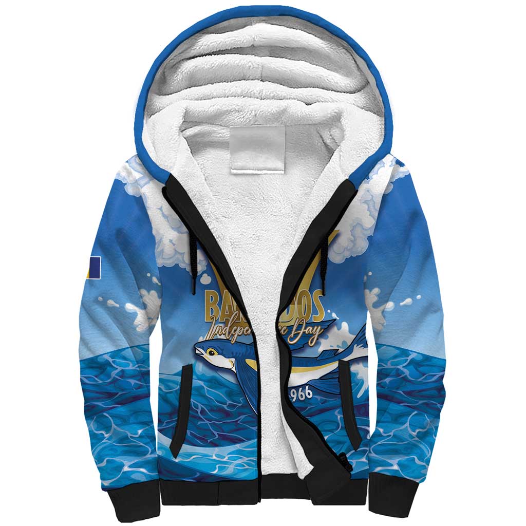 Barbados Independence Day Sherpa Hoodie Gold Trident and Flying Fish - Wonder Print Shop