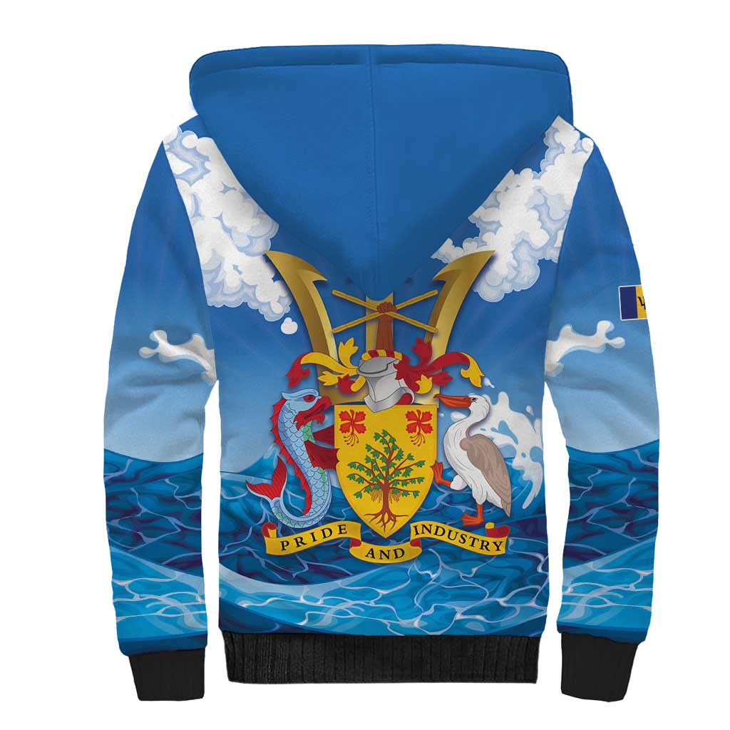 Barbados Independence Day Sherpa Hoodie Gold Trident and Flying Fish - Wonder Print Shop