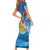 Barbados Independence Day Short Sleeve Bodycon Dress Gold Trident and Flying Fish - Wonder Print Shop