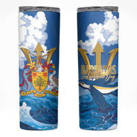 Barbados Independence Day Skinny Tumbler Gold Trident and Flying Fish - Wonder Print Shop