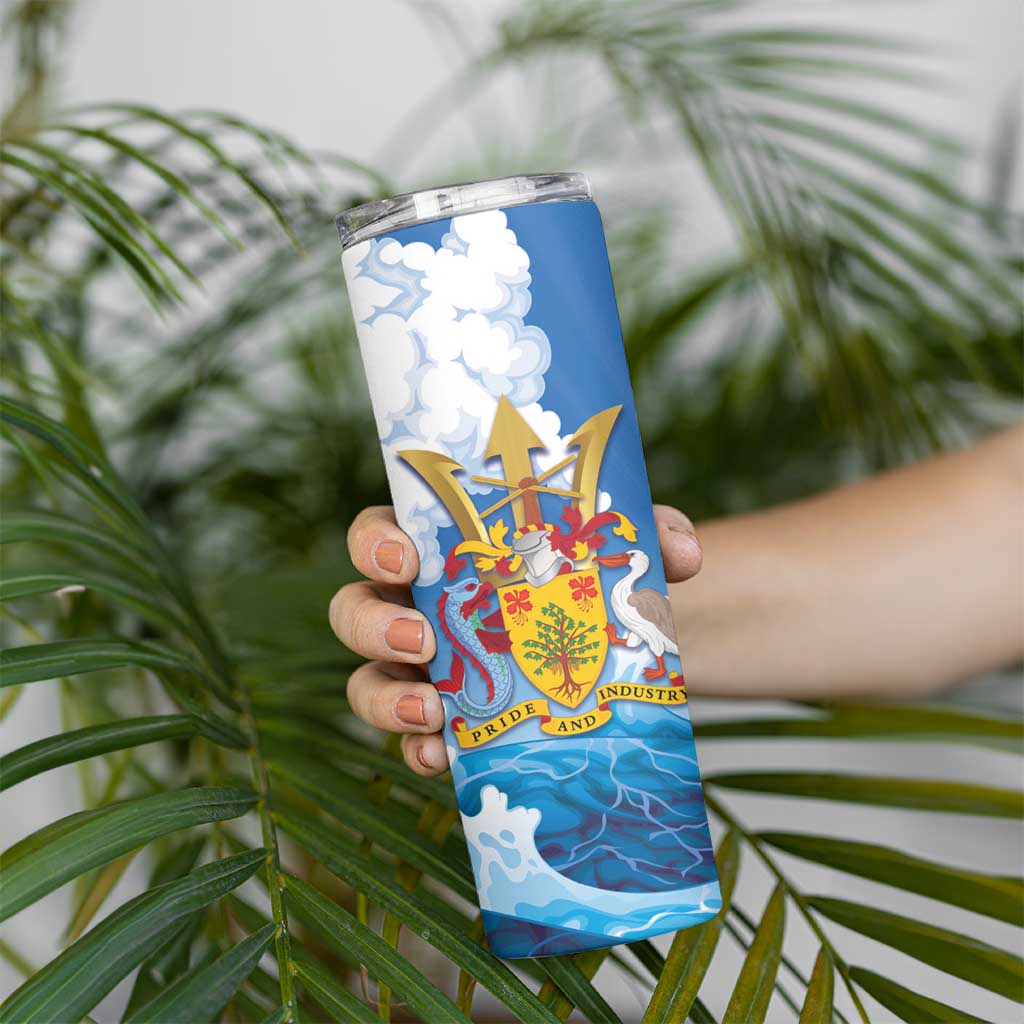 Barbados Independence Day Skinny Tumbler Gold Trident and Flying Fish - Wonder Print Shop