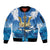 Barbados Independence Day Sleeve Zip Bomber Jacket Gold Trident and Flying Fish - Wonder Print Shop