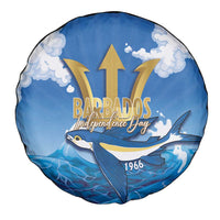 Barbados Independence Day Spare Tire Cover Gold Trident and Flying Fish - Wonder Print Shop