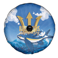 Barbados Independence Day Spare Tire Cover Gold Trident and Flying Fish - Wonder Print Shop