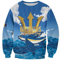 Barbados Independence Day Sweatshirt Gold Trident and Flying Fish - Wonder Print Shop