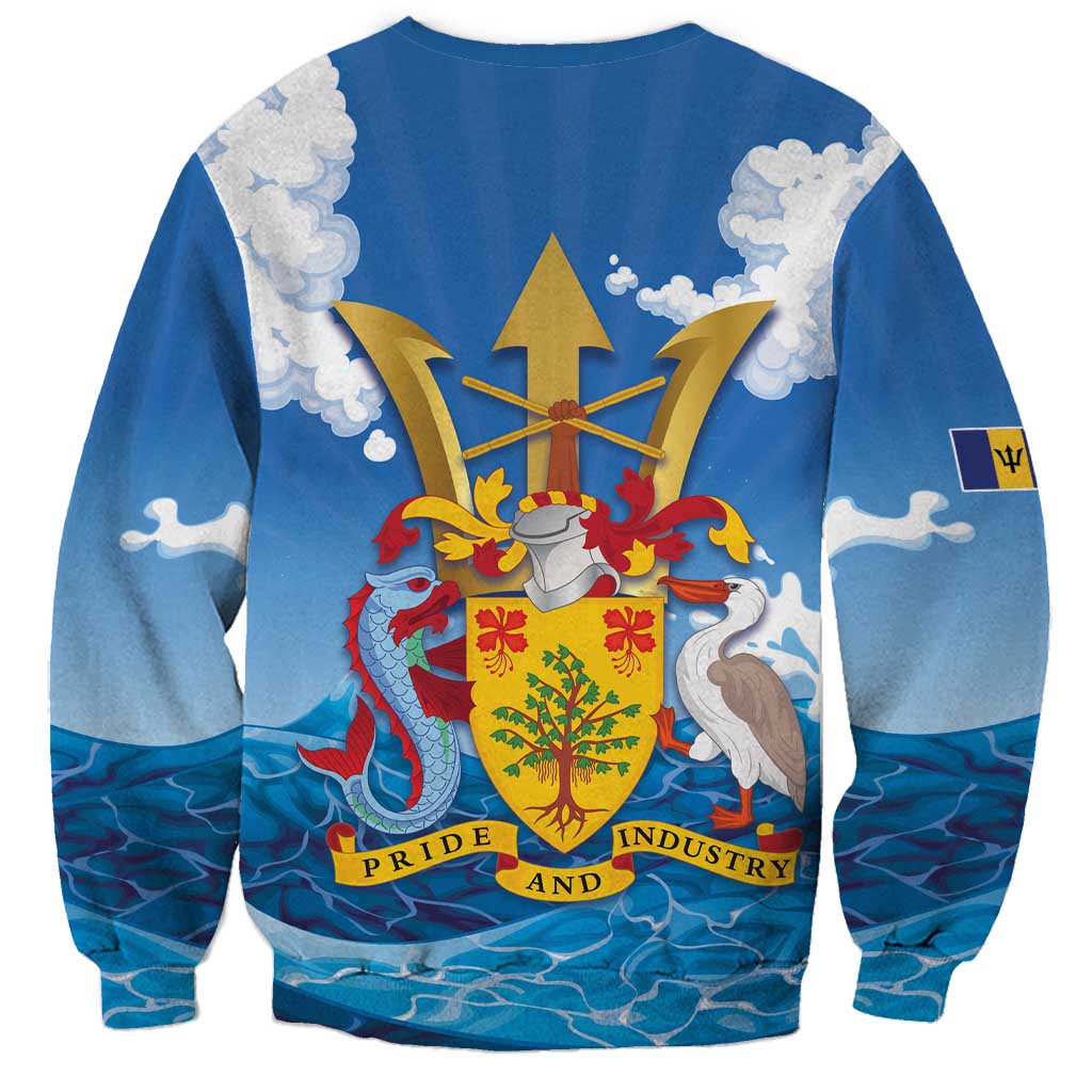 Barbados Independence Day Sweatshirt Gold Trident and Flying Fish - Wonder Print Shop