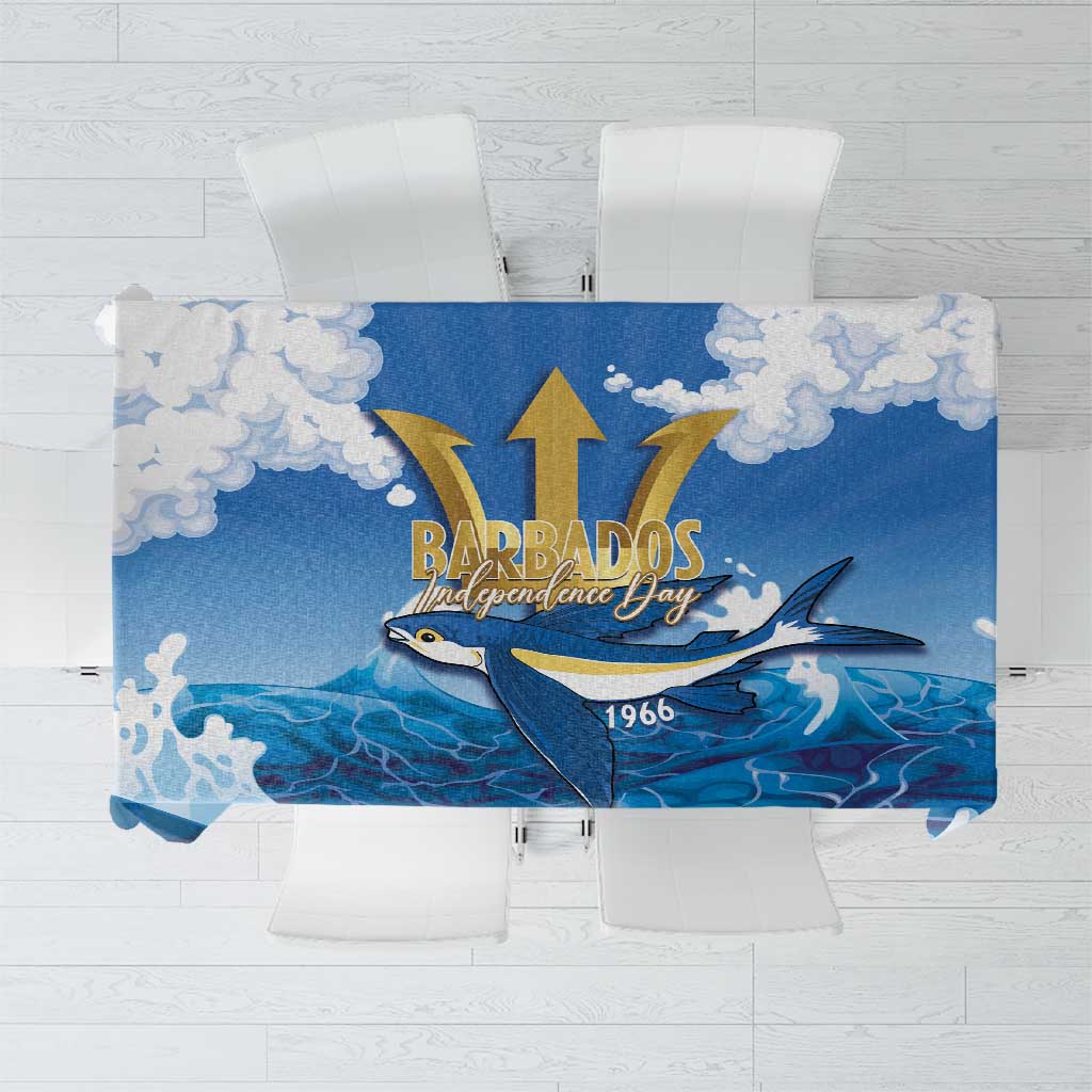 Barbados Independence Day Tablecloth Gold Trident and Flying Fish - Wonder Print Shop