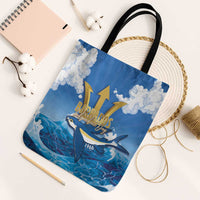 Barbados Independence Day Tote Bag Gold Trident and Flying Fish - Wonder Print Shop