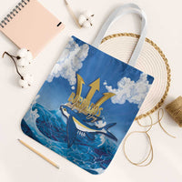 Barbados Independence Day Tote Bag Gold Trident and Flying Fish - Wonder Print Shop
