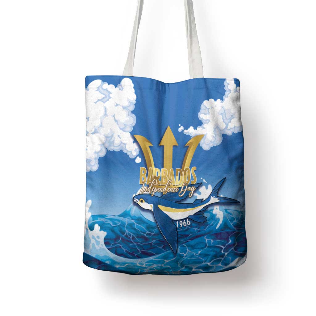 Barbados Independence Day Tote Bag Gold Trident and Flying Fish - Wonder Print Shop