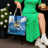 Barbados Independence Day Tote Bag Gold Trident and Flying Fish - Wonder Print Shop