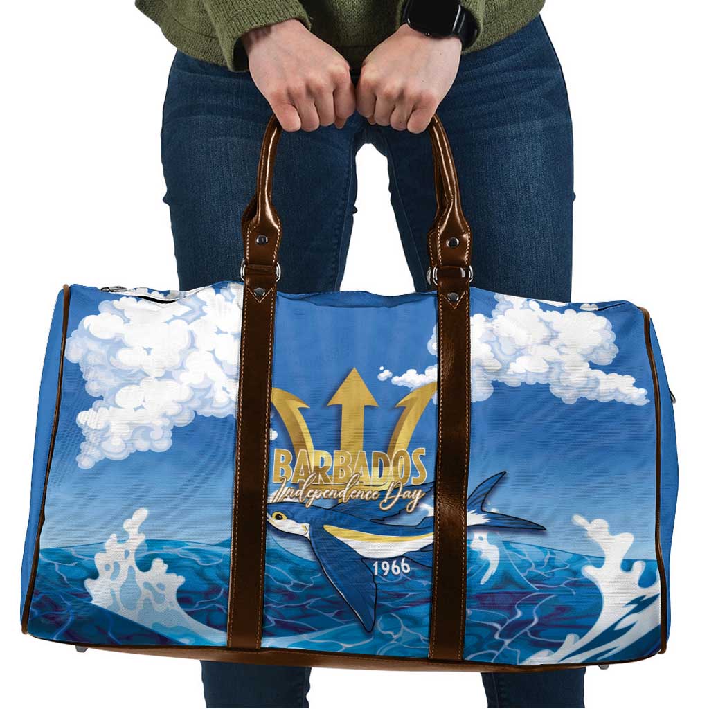 Barbados Independence Day Travel Bag Gold Trident and Flying Fish - Wonder Print Shop