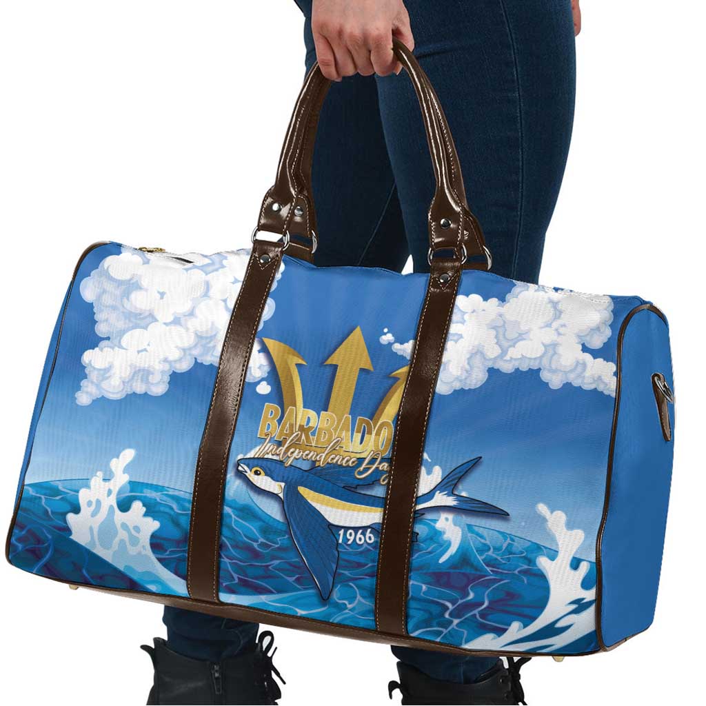 Barbados Independence Day Travel Bag Gold Trident and Flying Fish - Wonder Print Shop