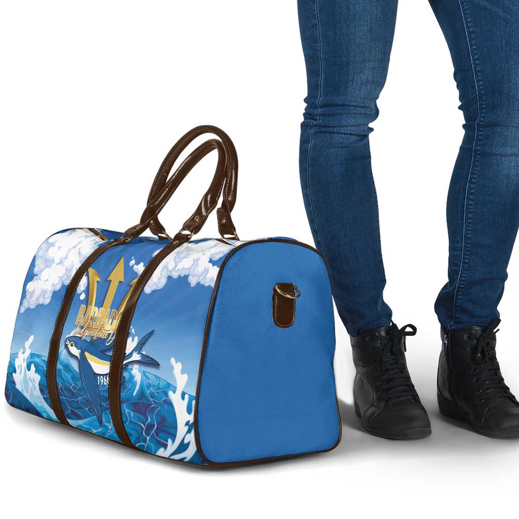 Barbados Independence Day Travel Bag Gold Trident and Flying Fish - Wonder Print Shop