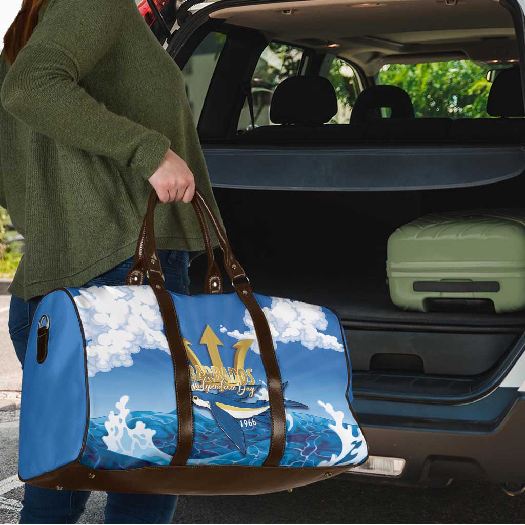 Barbados Independence Day Travel Bag Gold Trident and Flying Fish - Wonder Print Shop