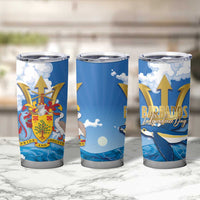 Barbados Independence Day Tumbler Cup Gold Trident and Flying Fish - Wonder Print Shop