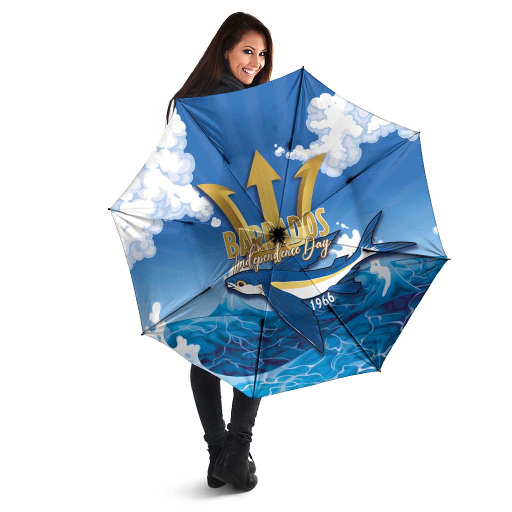 Barbados Independence Day Umbrella Gold Trident and Flying Fish - Wonder Print Shop