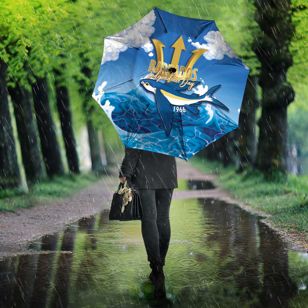 Barbados Independence Day Umbrella Gold Trident and Flying Fish - Wonder Print Shop