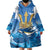 Barbados Independence Day Wearable Blanket Hoodie Gold Trident and Flying Fish - Wonder Print Shop
